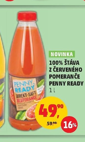 100% ŠŤÁVA Z ČERVENÉHO POMERANČE PENNY READY