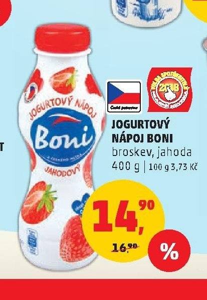 Jogurtový nápoj Boni broskev, jahoda