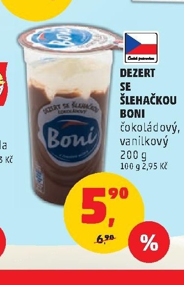 Dezert se šlehačkou Boni vanilkový