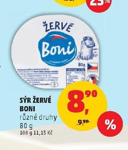 Sýr žervé Boni různé druhy
