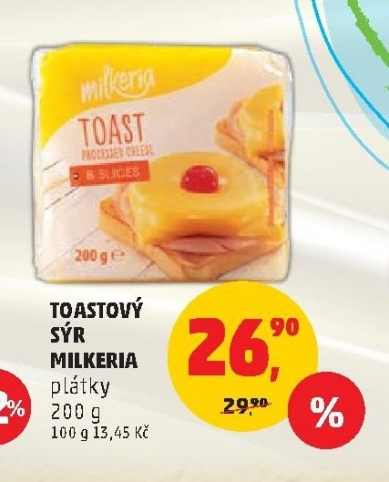 Toastový sýr Milkeria plátky