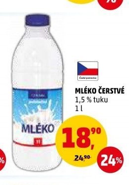 MLÉKO ČERSTVÉ 1,5 % tuku