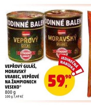 VEPŘOVÝ GULÁŠ, MORAVSKÝ VRABEC, VEPŘOVÉ NA ŽAMPIONECH VESEKO
