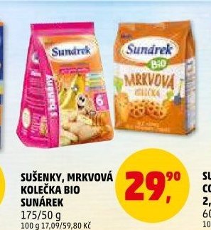 Sušenky, mrkvová kolečka bio Sunárek