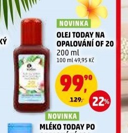 Olej Today na opalování OF 20
