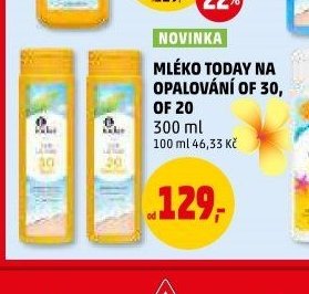 Mléko Today na opalování OF 30, OF 20
