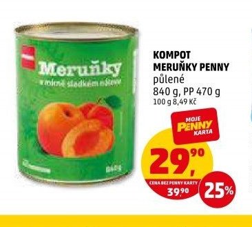 KOMPOT MERUŇKY PENNY půlené 840 g
