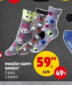 PONOŽKY HAPPY BAMBUS 3 páry 1 balení