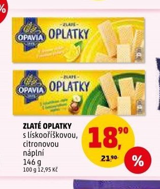 Zlaté oplatky s lísko oříškovou, citronovou náplní 146 g
