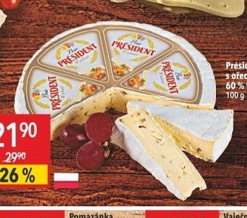 President Brie s ořechy 60 % t. v s.