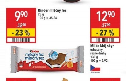 Kinder mléčný řez