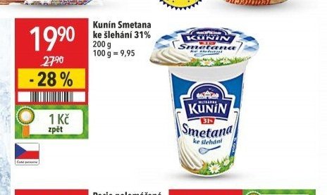 Kunín Smetana ke šlehání 31%