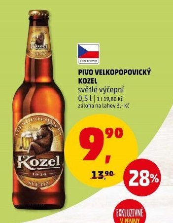 PIVO VELKOPOPOVICKÝ KOZEL světlé výčepní 0,5 l