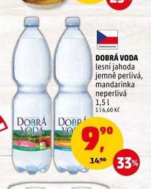 DOBRÁ VODA lesní jahoda jemně perlivá, mandarinka neperlivá 1,5 l