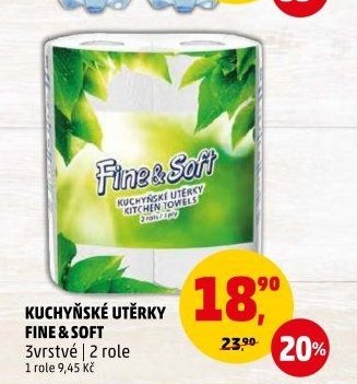 KUCHYŇSKÉ UTĚRKY FINE & SOFT 3vrstvé 2 role