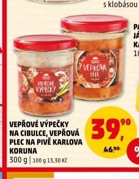 Vepřové výpečky na cibulce, vepřová plec na pivě Karlova Koruna