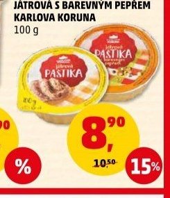 Paštika játrová, paštika játrová s barevným pepřem Karlova Koruna