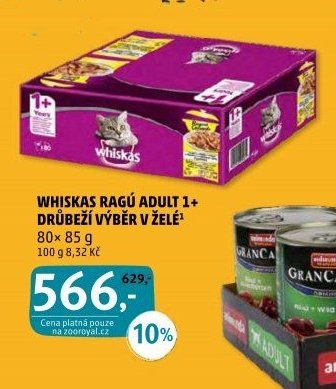 Whiskas ragú Adult 1+ drůbeží výběr v želé