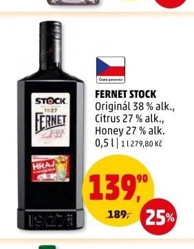 FERNET STOCK Originál, Citrus, Honey