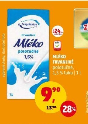 Mléko trvanlivé polotučné 1,5 % tuku