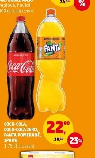 Coca-Cola, Coca-Cola Zero, Fanta pomeranč, Sprite 1,75 l