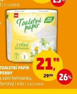 Toaletní papír Penny s vůní heřmánku, 3vrstvý | 4 ks