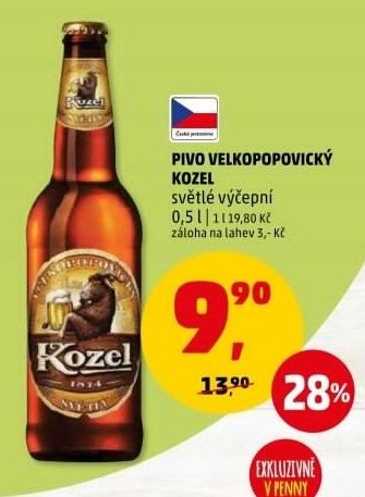 PIVO VELKOPOPOVICKÝ KOZEL světlé výčepní