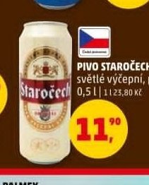 Pivo Staročech světlé výčepní, plech 0,5 l