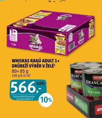 Whiskas ragú adult 1+ drůbeží výběr v želé