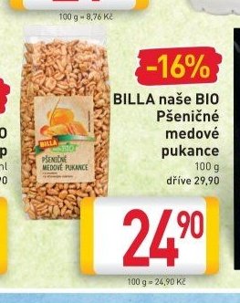BILLA naše BIO Pšeničné medové pukance