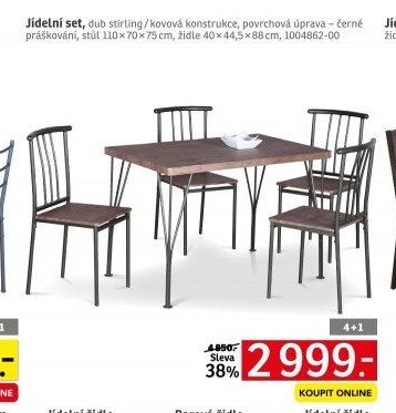 Jídelní set, dub stirling / kovová konstrukce - ASKO akcniletaky.com