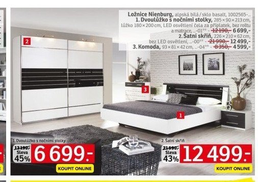 Ložnice Nienburg, Dvoulůžko s nočními stolky - ASKO akcniletaky.com
