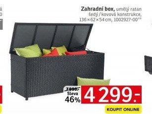 Zahradní box, umělý ratan šedý / kovová konstrukce, 136 × 62 × 54 cm - ASKO akcniletaky.com