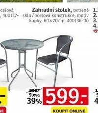 Zahradní stolek, tvrzené sklo / ocelová konstrukce, motiv kapky, 60 × 70 cm - ASKO akcniletaky.com