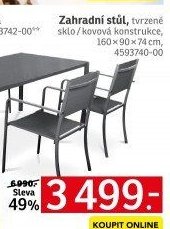 Zahradní stůl, tvrzené sklo / kovová konstrukce, 160 × 90 × 74 cm - ASKO akcniletaky.com