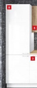Skříňka pro vestavnou ledničku, bílá / bílá - vysoký lesk, 59x195x56 cm - ASKO akcniletaky.com