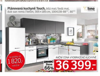 Plánovaná kuchyně Touch, bílá mat/šedá mat, dub san remo/beton - ASKO akcniletaky.com