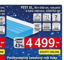 FEST XL, 90x200 cm, robustní a tuhá matrace - ASKO akcniletaky.com