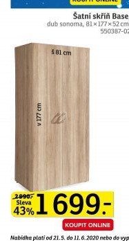 Šatní skříň Base, dub sonoma, 81x177x52 cm - ASKO akcniletaky.com