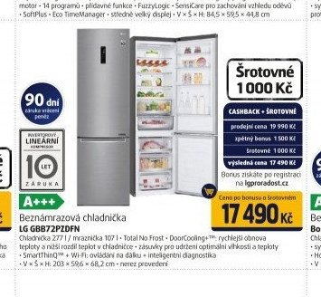 Beznámrazová chladnička LG GBB72PZDFN