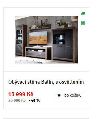 Obývací stěna Balin, s osvětlením - ASKO akcniletaky.com