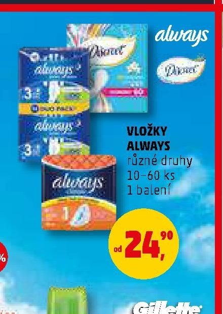 VLOŽKY ALWAYS různé druhy