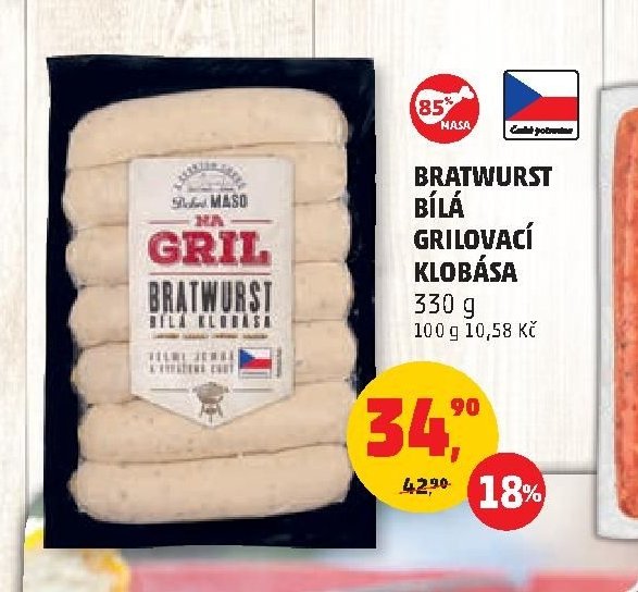 Bratwurst bílá grilovací klobása