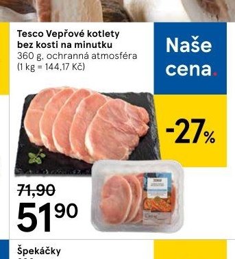 Tesco Vepřové kotlety bez kosti na minutku