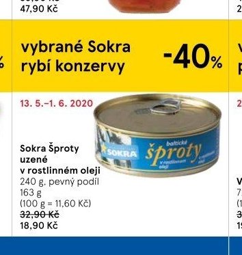 Sokra Šproty uzené v rostlinném oleji