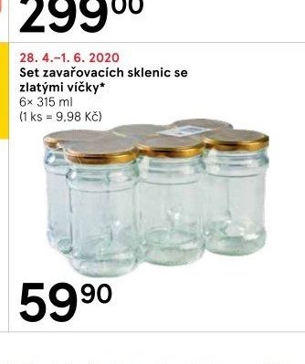 Set zavařovacích sklenic se zlatými víčky