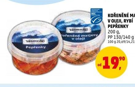 KOŘENĚNÉ MATJESY V OLEJI, RYBÍ PEPŘENKY