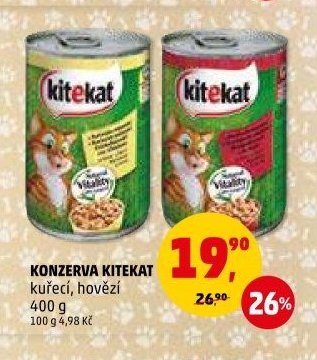Konzerva Kitekat kuřecí, hovězí