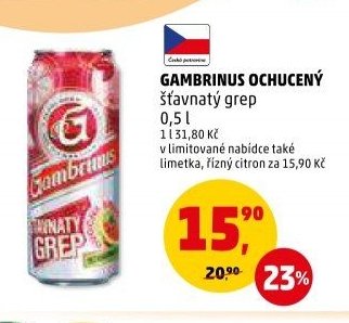 Gambrinus ochucený šťavnatý grep