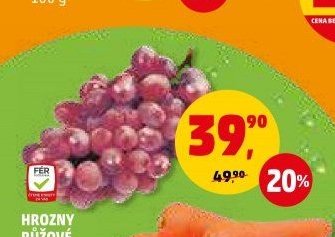 Hrozny růžové bezsemenné 500 g